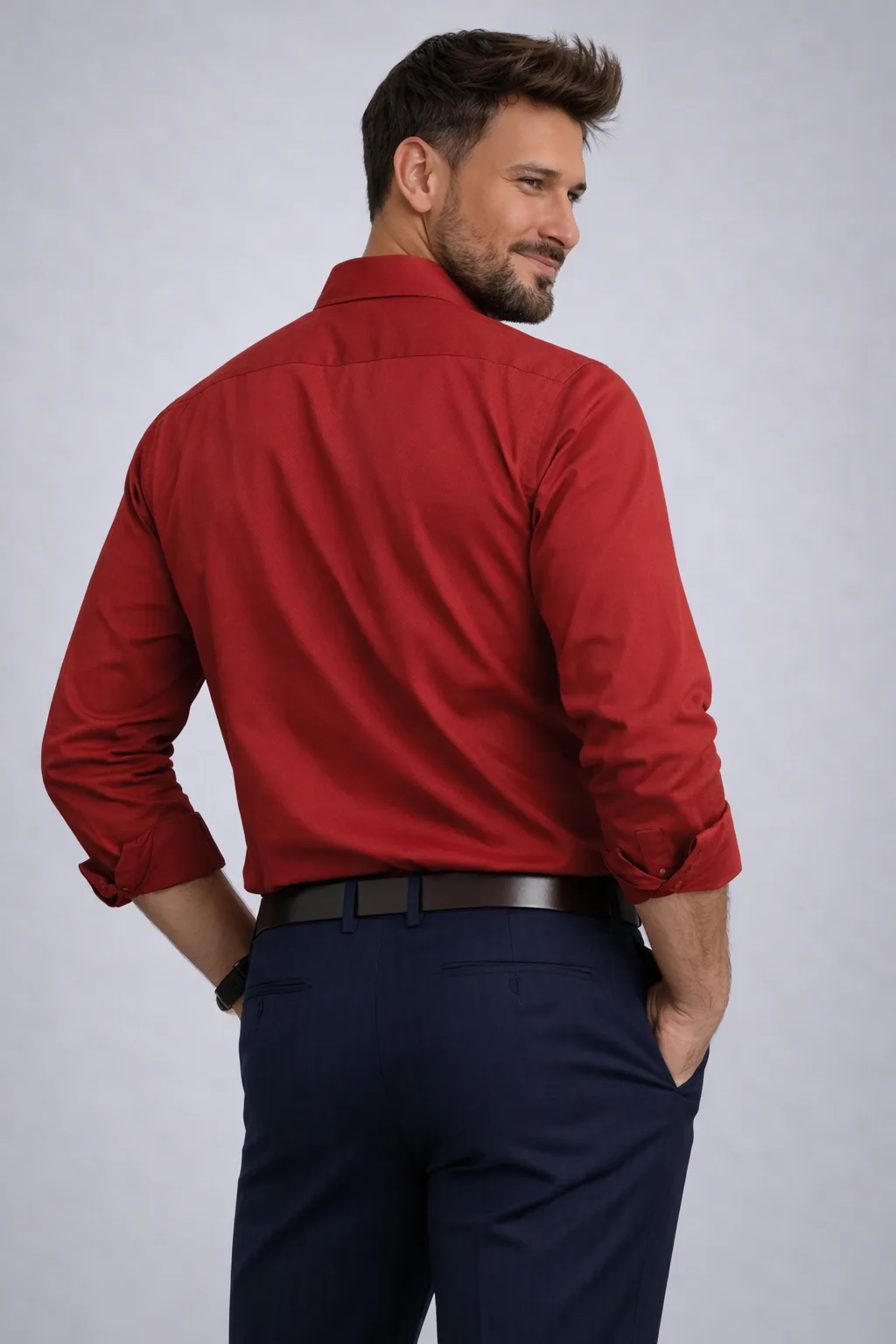Red Cotton Sateen Essential Shirt