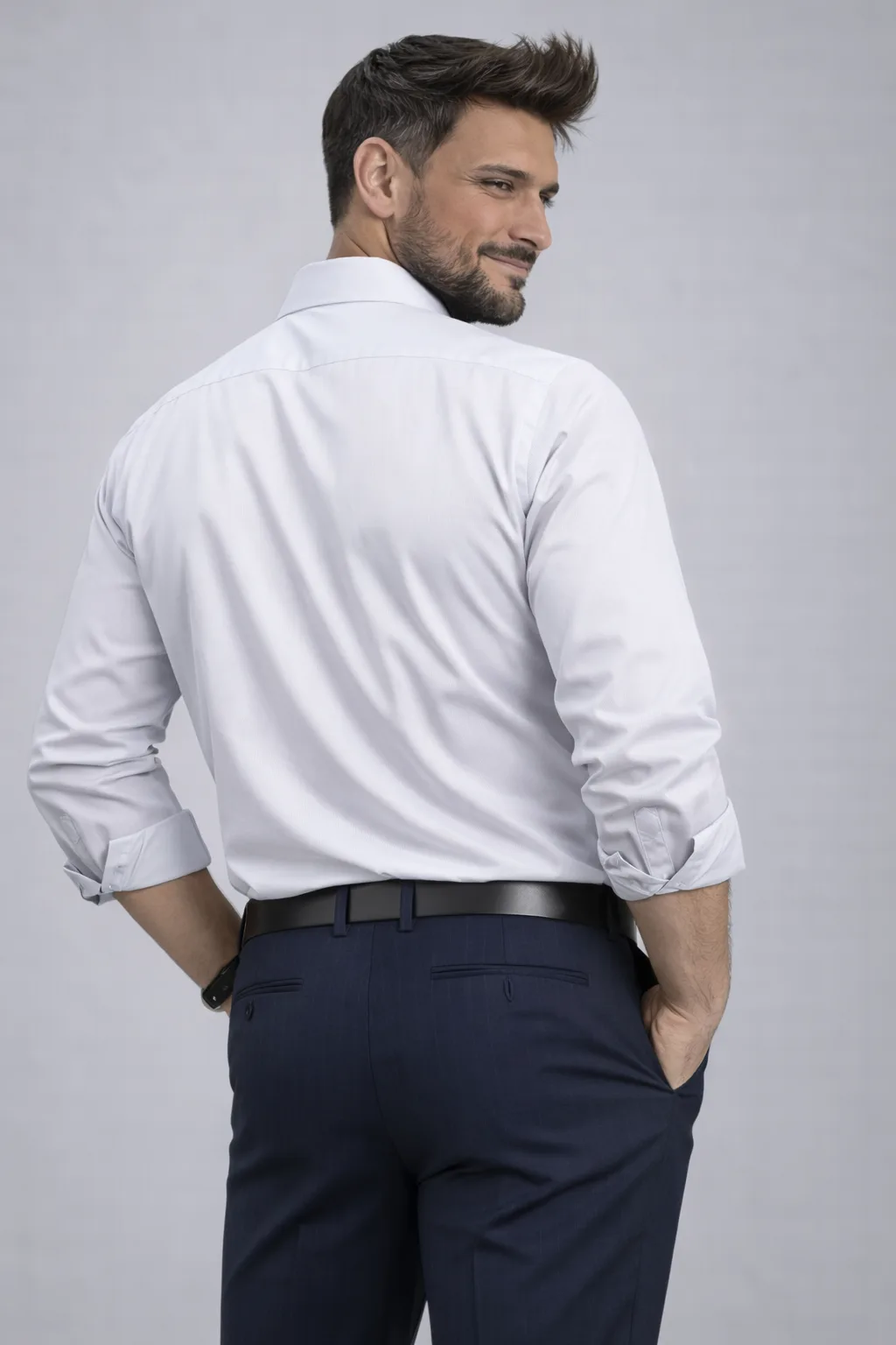 White Cotton Sateen Essential Shirt - Image 2