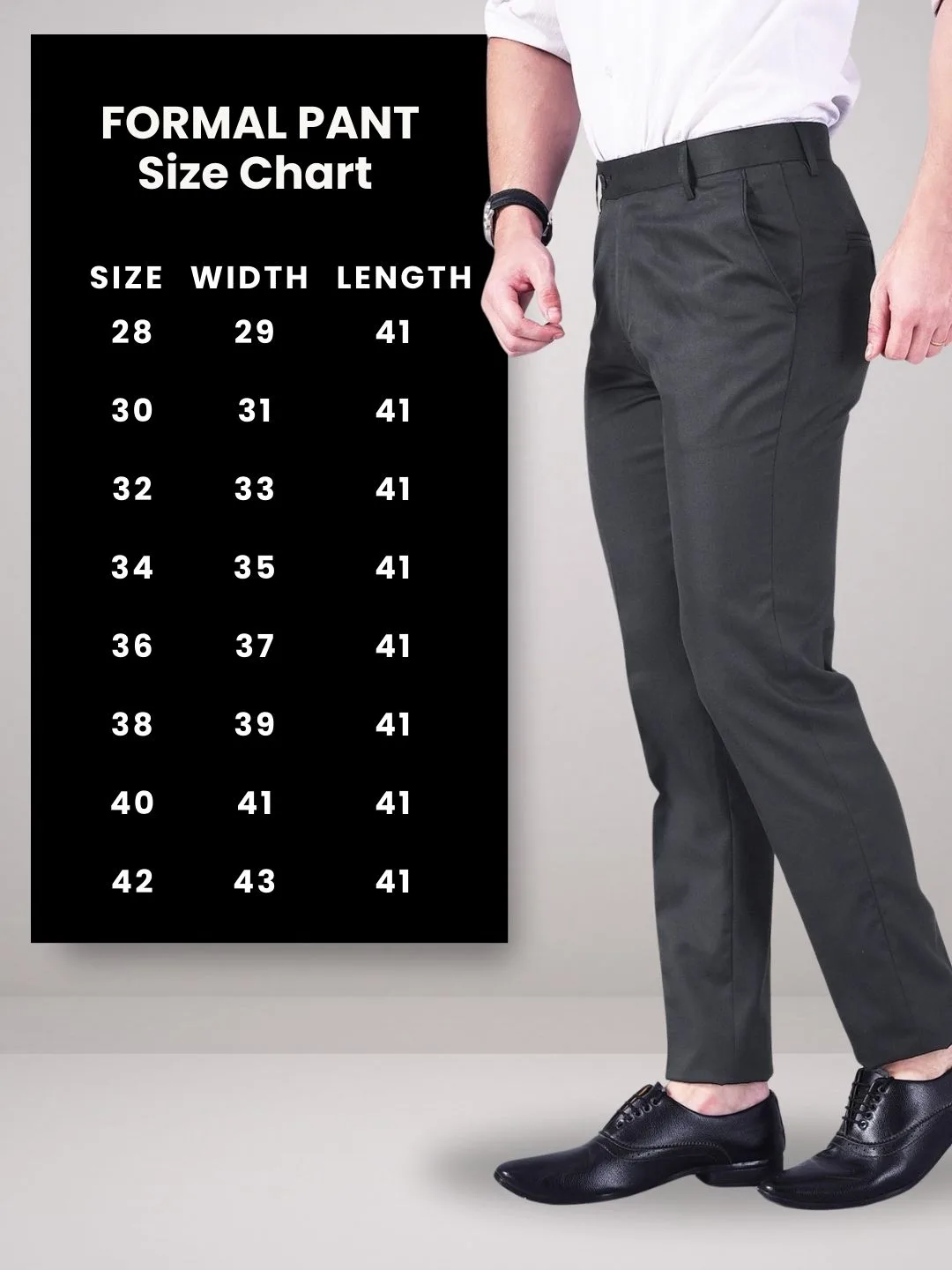 Smooth Finish Dark Grey Office Trousers - Image 5