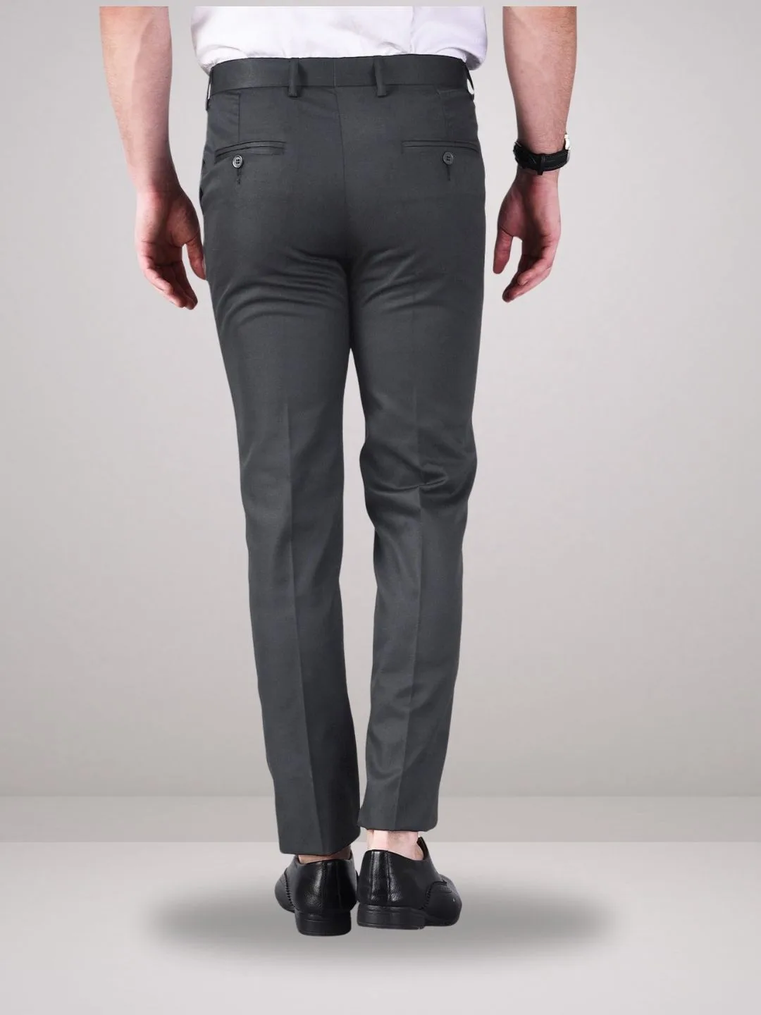 Smooth Finish Dark Grey Office Trousers - Image 7