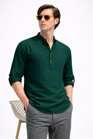 Airy Peacock Green Classic Short Kurta