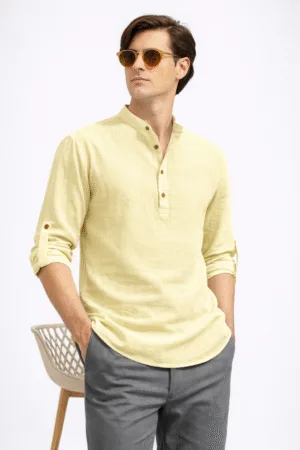 Airy Yellow Classic Short Kurta