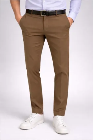 Contemporary Japanese Weave Tan Formal Pants