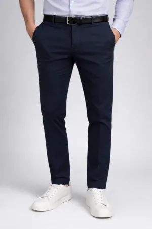 Luxury Linen Cotton Navy Blue Trousers