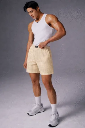 Men Check Camel Baige Ultra-Light Cotton Boxers