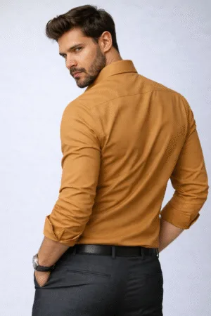 Tan Tailored Fit Pure Cotton Shirt