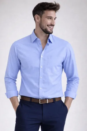 Turquoise Blue Tailored Fit Pure Cotton Shirt