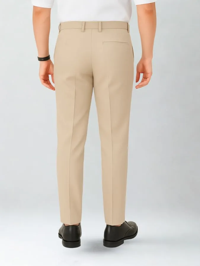Ultra-Comfort Tailored Hook-Closure Beige Trousers - Image 2