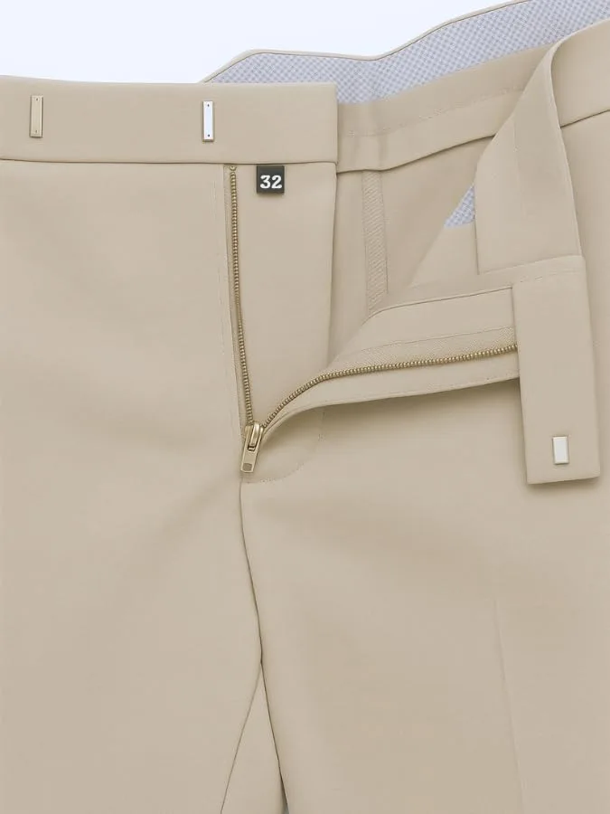 Ultra-Comfort Tailored Hook-Closure Beige Trousers - Image 5